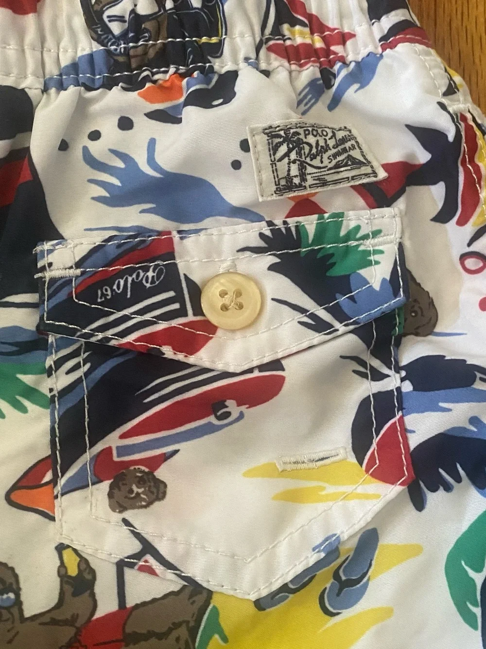 Ralph Lauren Swim Trunks with Teddy Nautical Multicolor Print